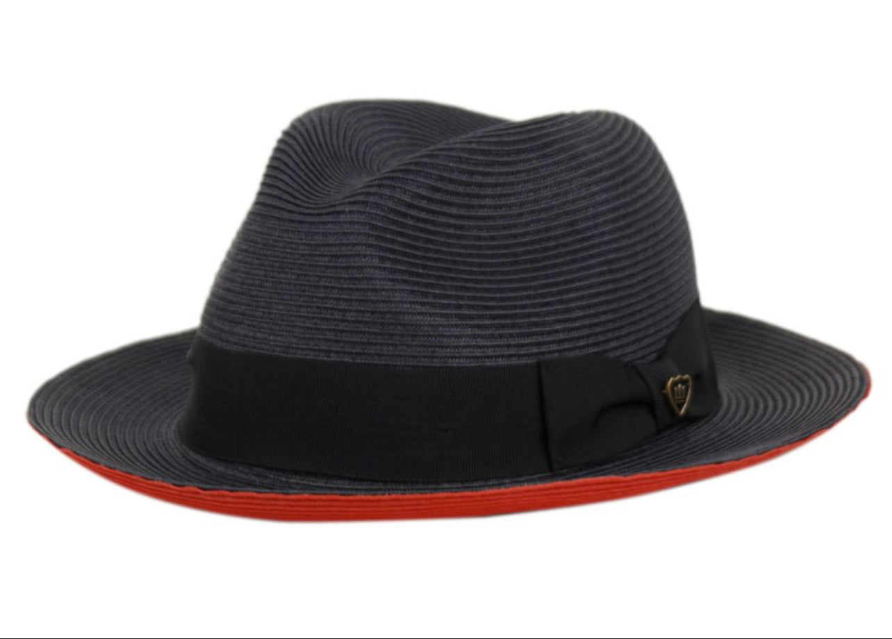 Richmond Brothers Red Bottom Straw Fedora