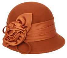 Load image into Gallery viewer, Wool Felt Cloche With Satin Rose